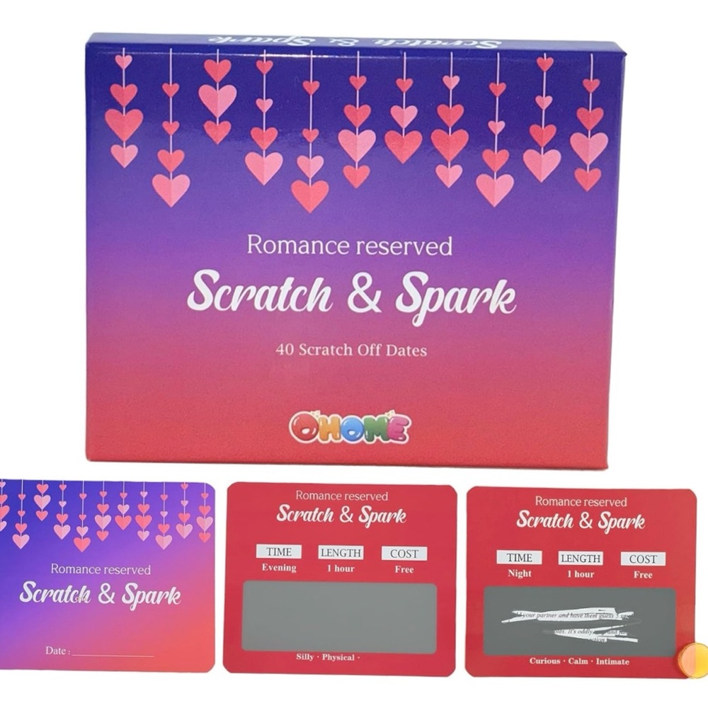 New Fun Scratch & Spark Romance Reserved Scratch-Off Date Cards - Purple Pink